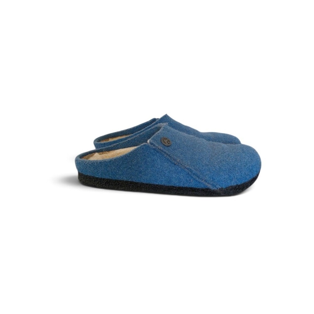 Birkenstock Zermatt Blue Wool Coastal Eclectic Grandma Cottage Clogs Mules sz 6